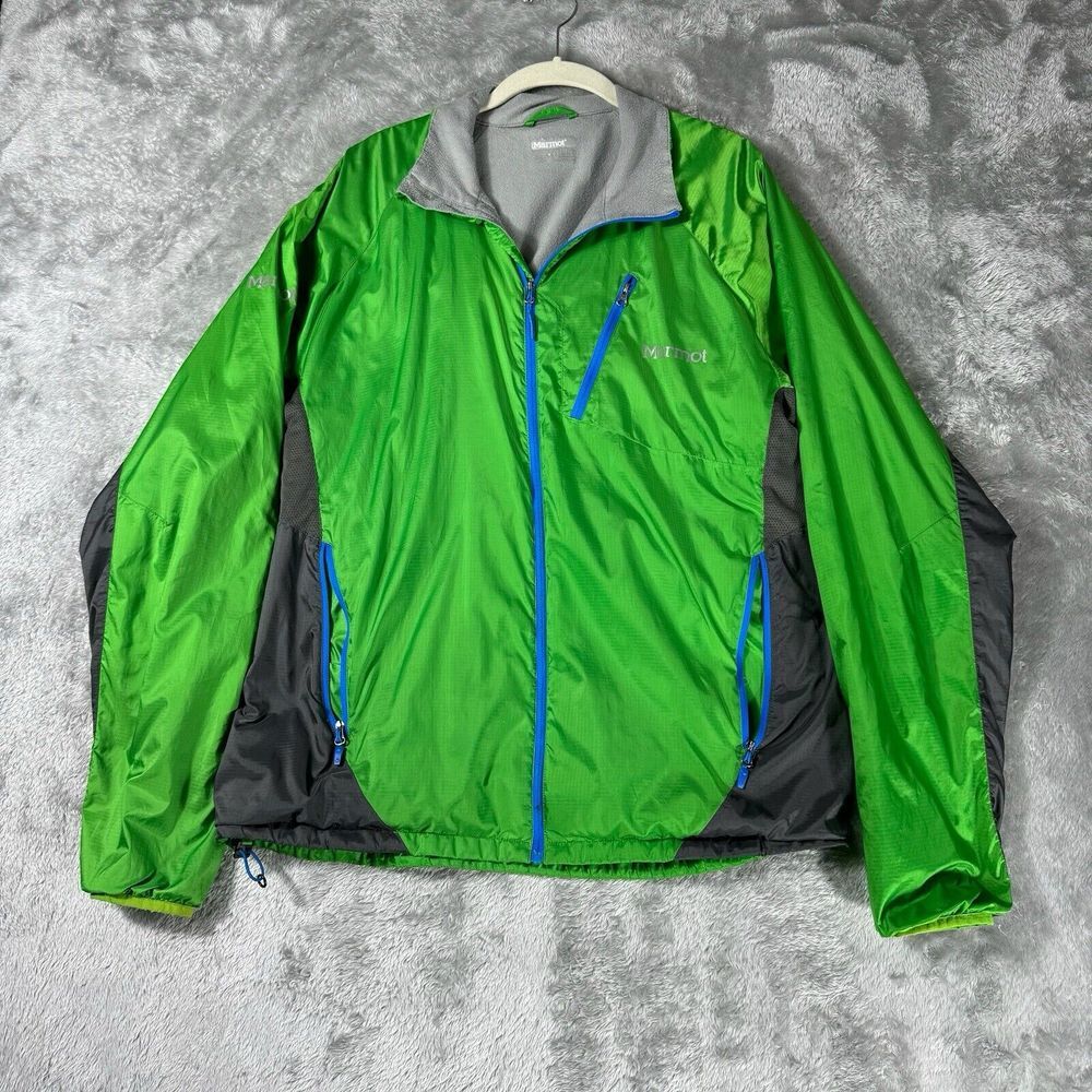 Marmot Jacket Womens L Green Full Zip Ripstop Windbreaker Rain Hike Gorpcore